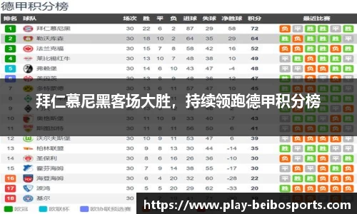 拜仁慕尼黑客场大胜，持续领跑德甲积分榜